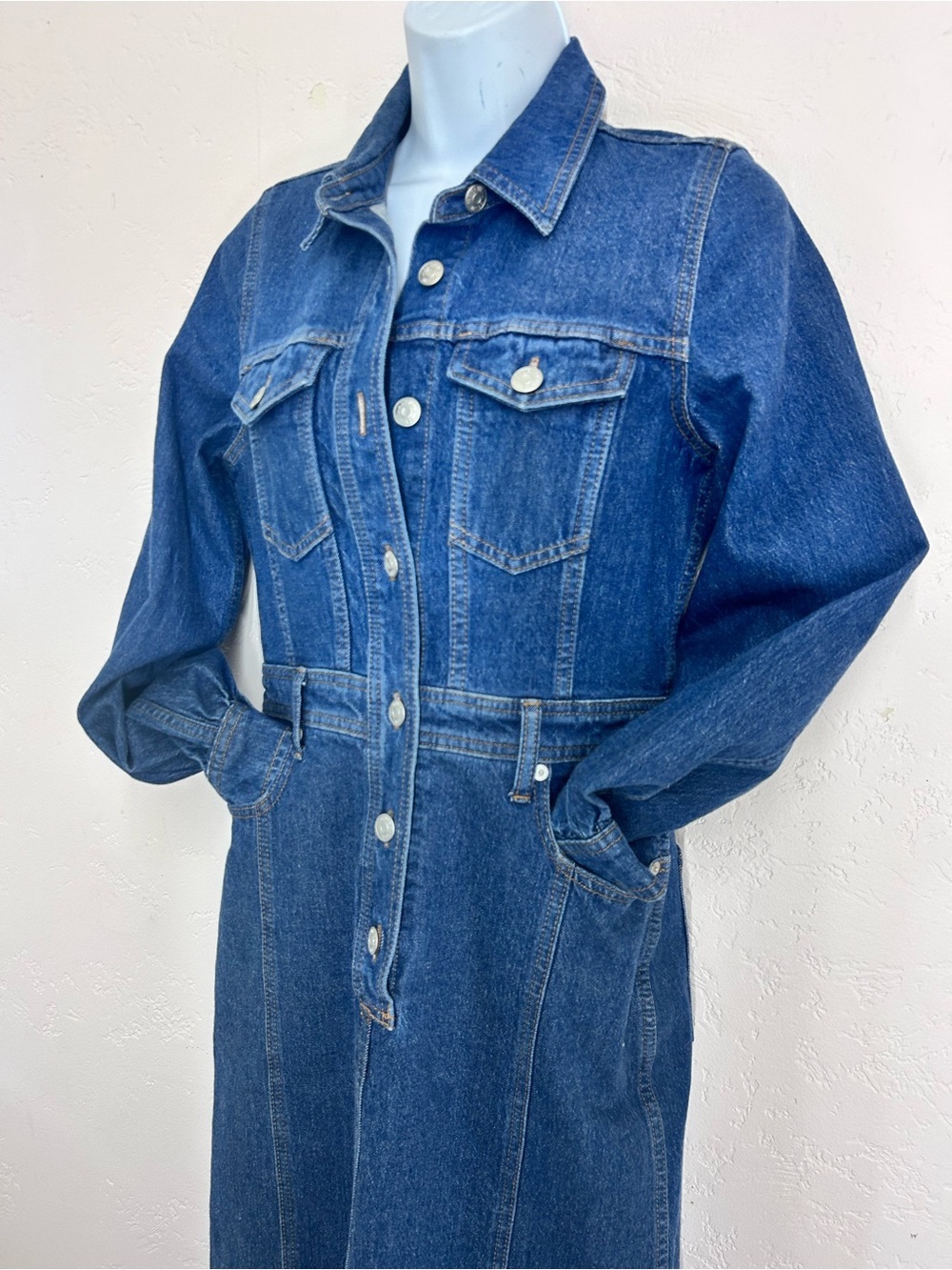 Madewell Denim Midi Shirtdress Size 2 Glissan Wash Heavyweight Cotton Dress NWOT - Picture 7 of 15